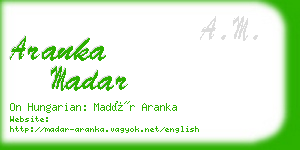 aranka madar business card